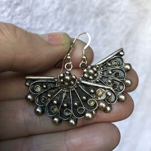 Vintage 925 silver  Lilianne Pines Fan Drop Earrings
